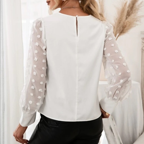 Boho dot mesh sleeve blouse - Picture 3 of 8